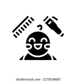 baby first haircut glyph icon vector. baby first haircut sign. isolated symbol illustration