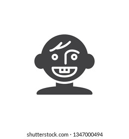 Baby first teeth vector icon. filled flat sign for mobile concept and web design. Laughing baby boy toddler glyph icon. Symbol, logo illustration. Pixel perfect vector graphics