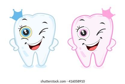 Baby first tooth for boys and girls. Tooth part vector