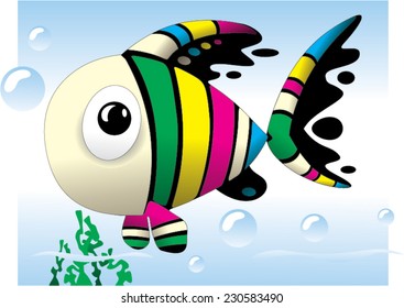 Baby Fish cute colorful cartoon Vector illustration