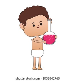 Baby with flask