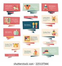 Baby flat banner background set, eps10