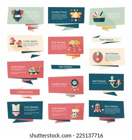 Baby flat banner background set, eps10