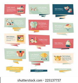Baby flat banner background set, eps10