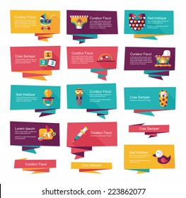 baby flat banner background set,eps10