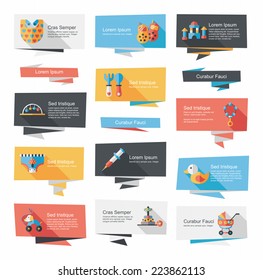 baby flat banner background set,eps10