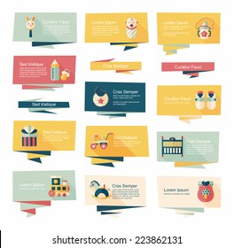 baby flat banner background set,eps10