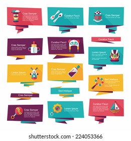 baby flat banner background set,eps10