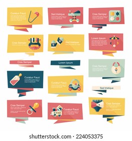 baby flat banner background set,eps10