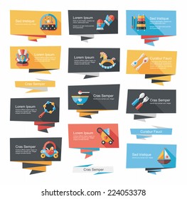 baby flat banner background set,eps10