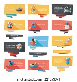 baby flat banner background set,eps10