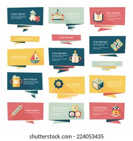 baby flat banner background set,eps10