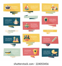 baby flat banner background set,eps10