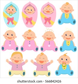 Baby flat icon. Baby boys and baby girls. Newborns, toddlers. Vector illustration.