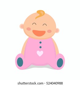 Baby flat icon. Baby girl. Vector illustration.