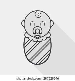 baby flat icon with long shadow, line icon