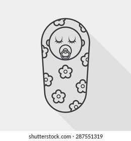 baby flat icon with long shadow, line icon