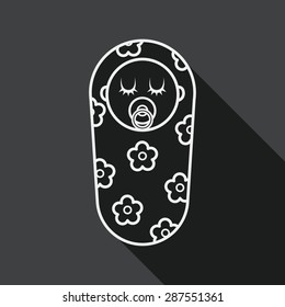 baby flat icon with long shadow, line icon