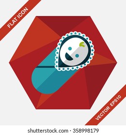 baby flat icon with long shadow