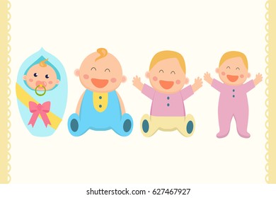 Baby flat icon. Newborns, toddlers. Vector illustration.