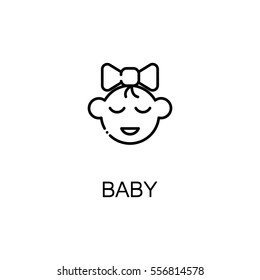 Baby flat icon. Single high quality outline symbol for web design or mobile app. Baby thin line sign for design logo, visit card, etc. Baby outline pictogram
