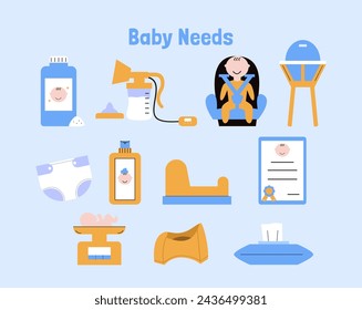 Baby flat vector for baby shower and nursery illustration. Twin baby, children, boy and girl illustration. Baby activity kicking bump.