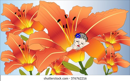 Baby and flowers