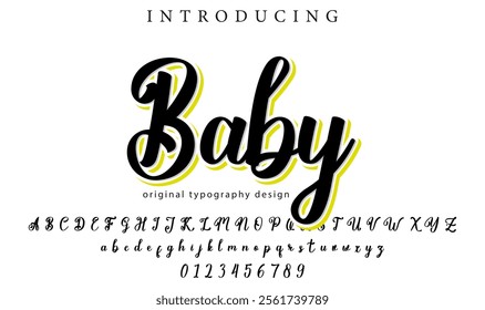 Baby Font Stylish brush painted an uppercase vector letters, alphabet, typeface