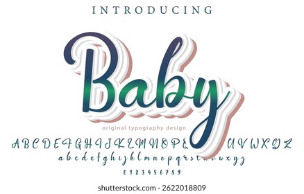 Baby Font Stylish brush painted an uppercase vector letters, alphabet, typeface