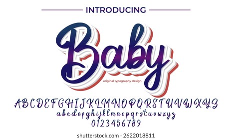 Baby Font Stylish brush painted an uppercase vector letters, alphabet, typeface
