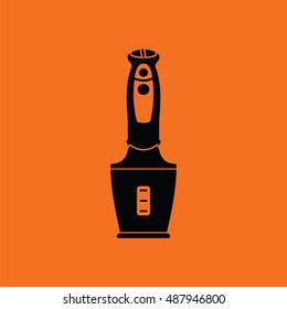 Baby food blender icon. Orange background with black. Vector illustration.