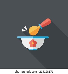 Baby Food Bowl Flat Icon With Long Shadow,eps10