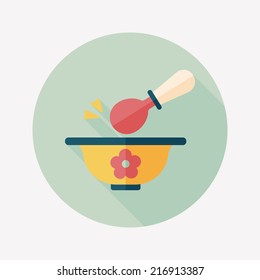baby food bowl flat icon with long shadow,eps10