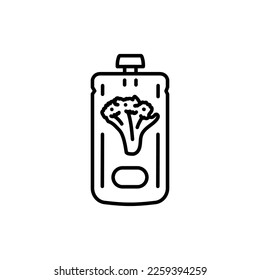 Baby food broccoli puree color line icon. Healthy food. Vegetarian product