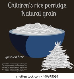 baby food. children's porridge. the rice porridge. a bowl of cereal