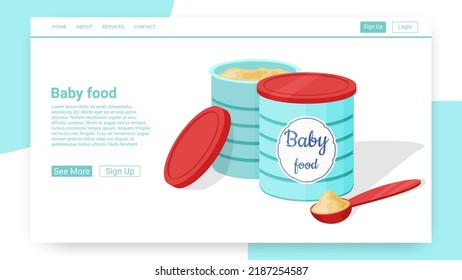 Baby Food Dry Milk Mixture In A Tin Can.Vector Illustration.