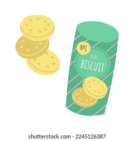 Baby food flat icon Sweet biscuits. Vector illustration