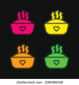 Baby Food four color glowing neon vector icon