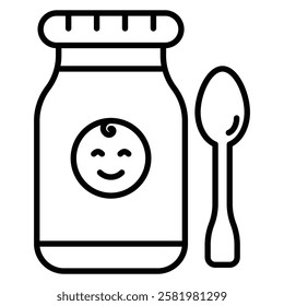 Baby Food icon Black and white logo