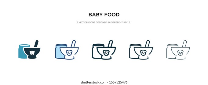 baby food icon in different style vector illustration. two colored and black baby food vector icons designed in filled, outline, line and stroke style can be used for web, mobile, ui
