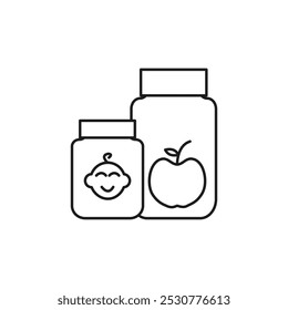 Baby food icon flat line symbol set.