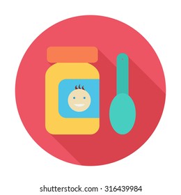 Baby food icon. Flat vector related icon with long shadow for web and mobile applications. It can be used as - logo, pictogram, icon, infographic element. Vector Illustration.