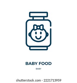 Baby food icon. Linear vector illustration from baby collection. Outline baby food icon vector. Thin line symbol for use on web and mobile apps, logo, print media.