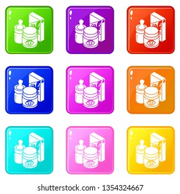 Baby food icons set 9 color collection isolated on white for any design