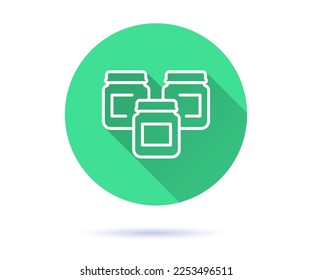 Baby food jars icon. Simple illustration with long shadow for graphic and web design.