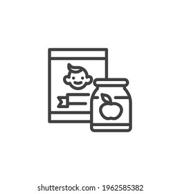 Baby food line icon. linear style sign for mobile concept and web design. Organic baby food outline vector icon. Symbol, logo illustration. Vector graphics