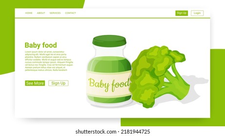 Baby food mashed broccoli.Vector illustration.