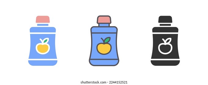 Baby food plastic bag flat icons on white background. Vector illustration.