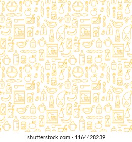 Baby food seamless pattern. Linear style vector illustration. Suitable for wallpaper, wrapping or textile