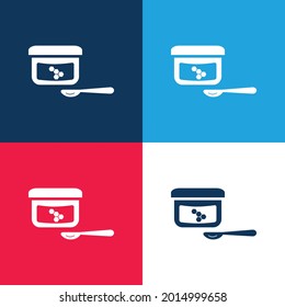 Baby Food With Spoon blue and red four color minimal icon set